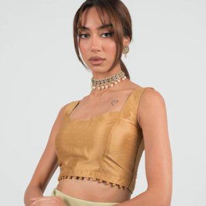 THE SAREE ROOM - Gold Pom Blouse Size M